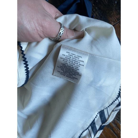 Anthropologie Maeve Mitered Striped Sweetheart Tank Top Bow Navy Size 4, MP $118 - Picture 3 of 10